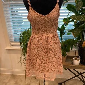 knee length dresses for ladies Lace Cami Textured Tiered Midi Dress with Back Tie by She + Sky L main image 1